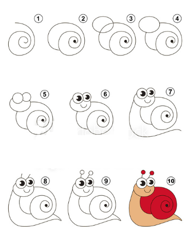 Dibujos de Un caracol kawaii