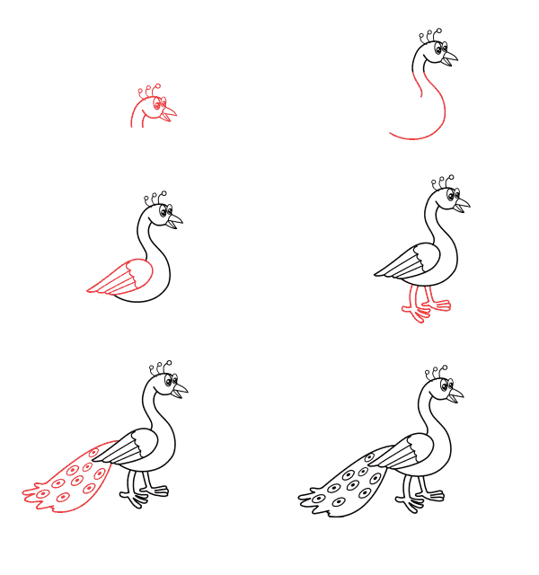 Dibujos de Un pavo real animada