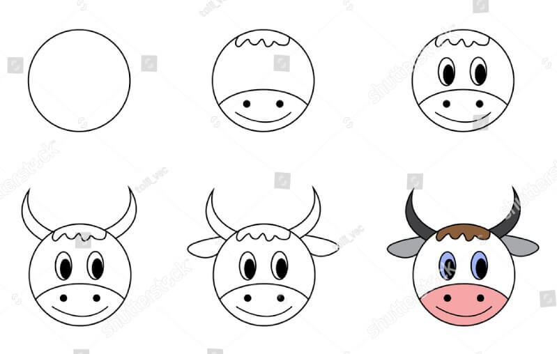 Dibujos de Una cara de vaca divertida