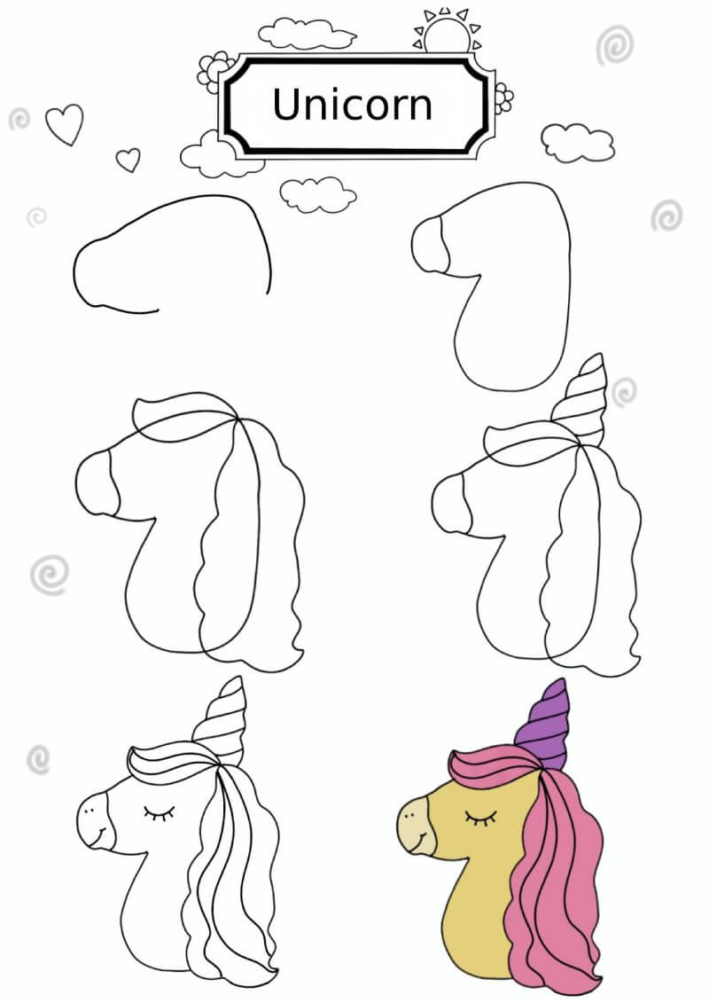 Dibujos de Una simple cabeza de unicornio