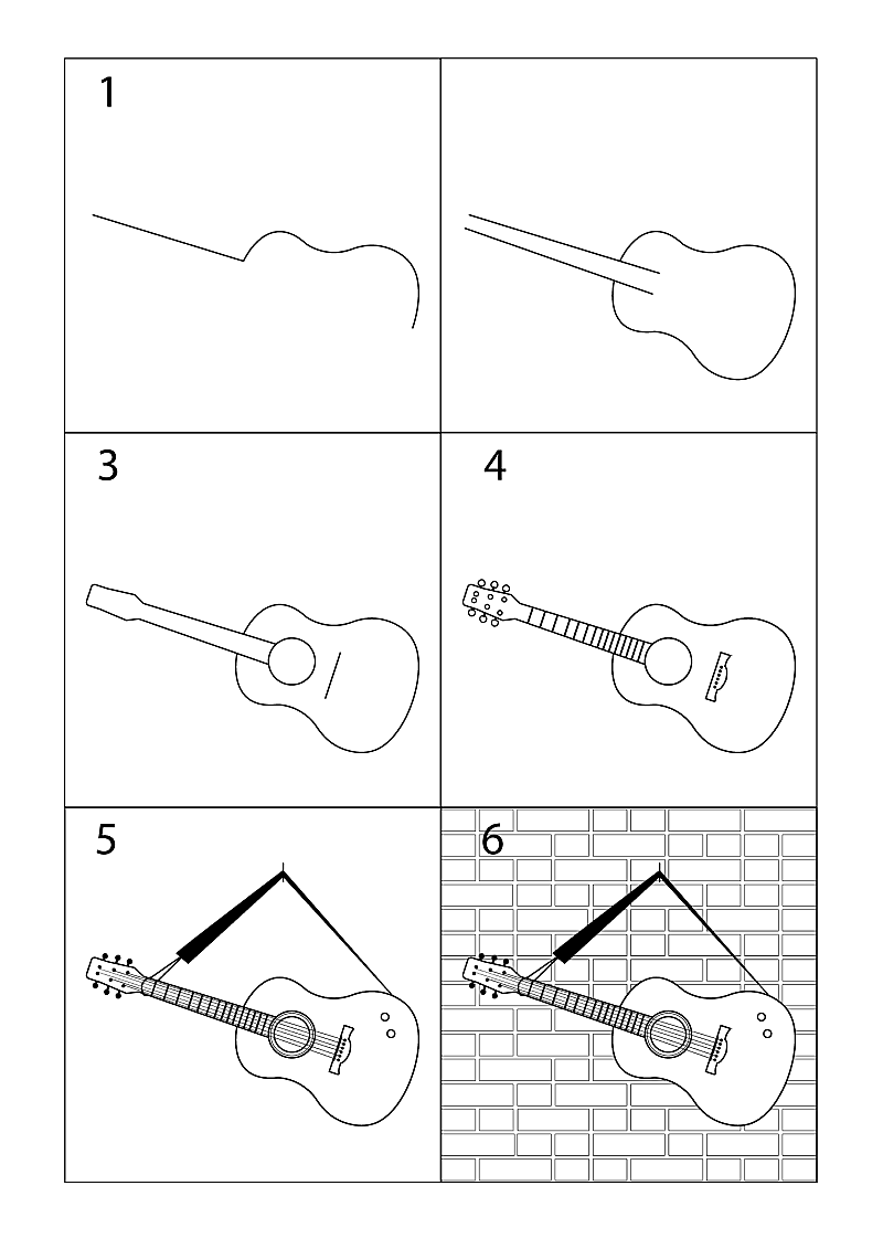 Dibujos de Una guitarra a lápiz