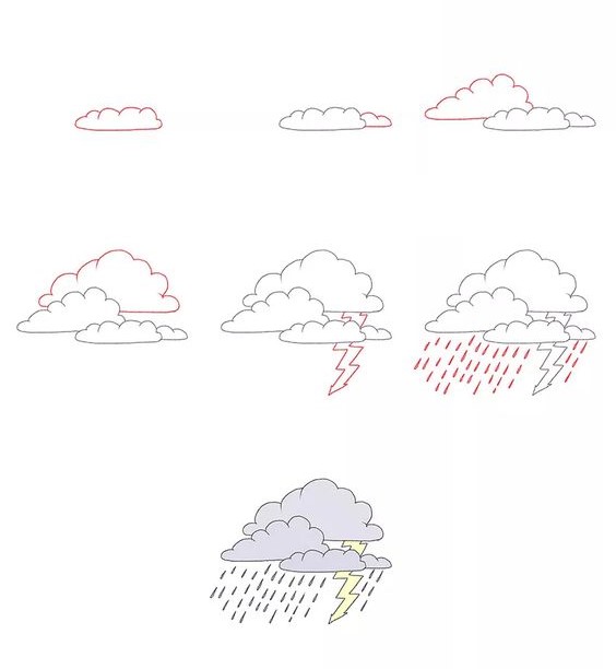 Dibujos de Nube y lluvia - Idea 19