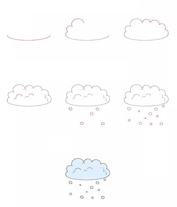 Dibujos de Nube y lluvia - Idea 20