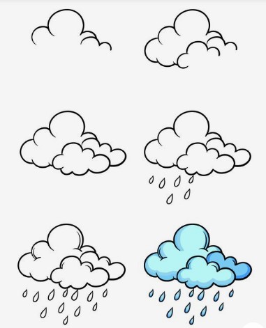 Dibujos de Nube y lluvia - Idea 9