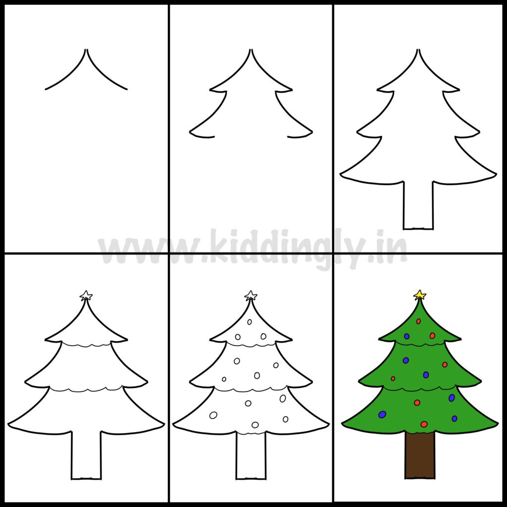 Dibujos de Un árbol de Navidad fácil