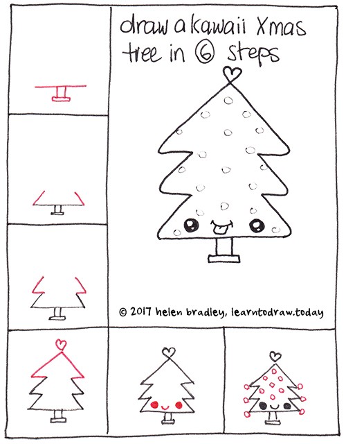 Dibujos de Un árbol de Navidad kawaii