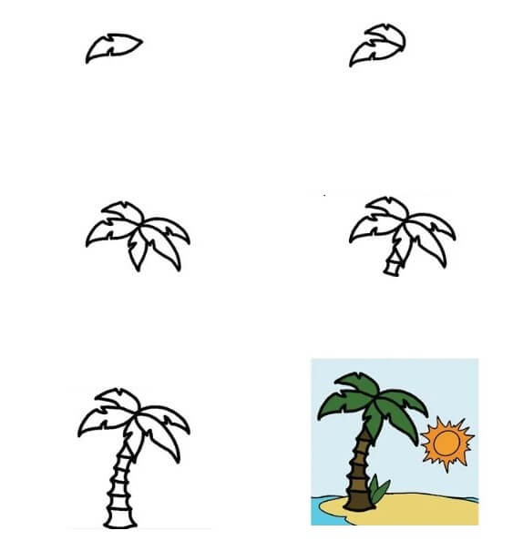 Dibujos de Una palmera con sol