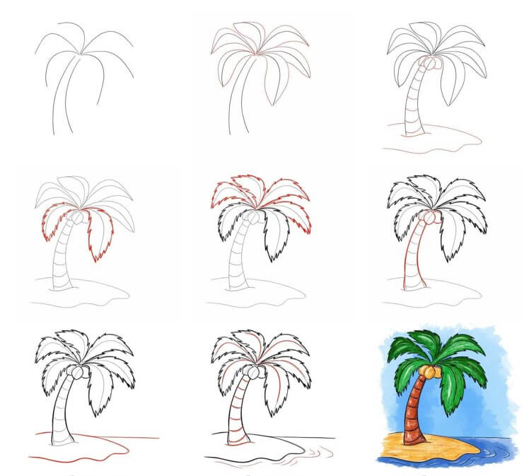 Dibujos de Una palmera de playa