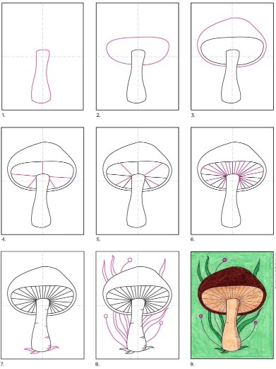 Dibujos de Un hongo kawaii