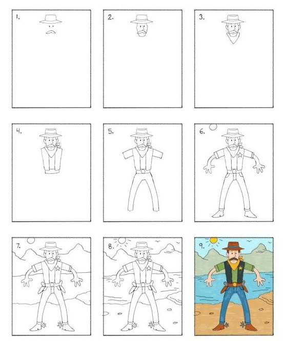 Dibujos de Un viejo vaquero