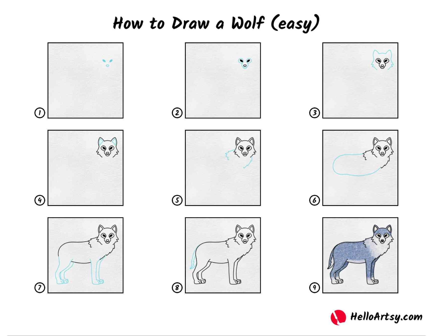 Dibujos de Un lobo fácil