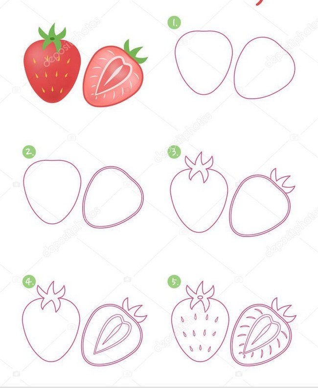 Dibujos de Dos Fresas Faciles