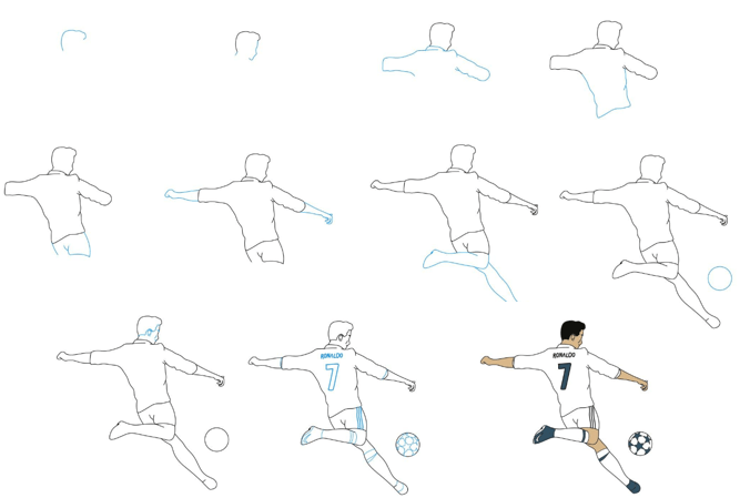 Dibujos de Ronaldo está pateando la pelota