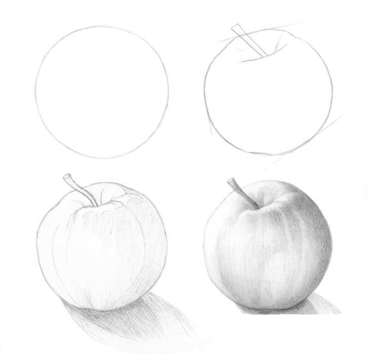 Dibujos de Una Manzana a lápiz