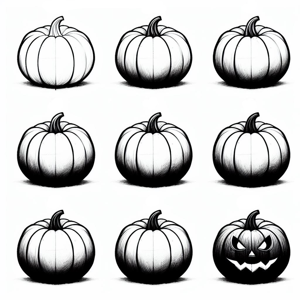 Dibujos de Calabaza de halloween aterradora