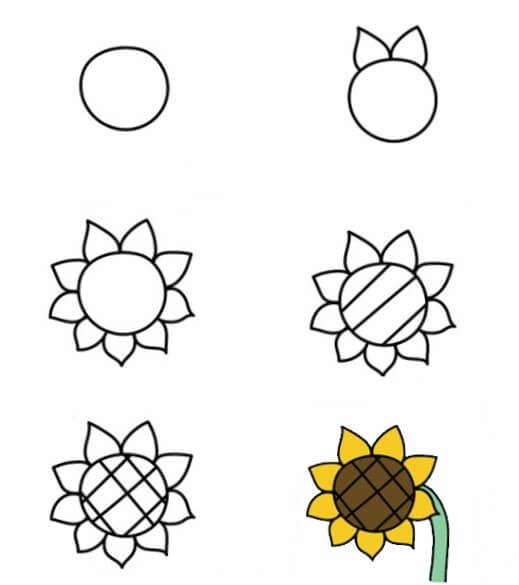 Dibujos de Un girasol del número O