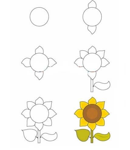 Dibujos de Un girasol fácil