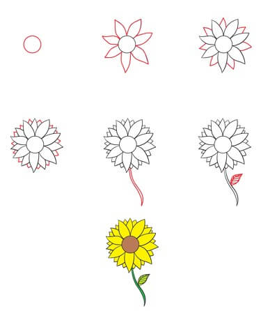 Dibujos de Un girasol kawaii