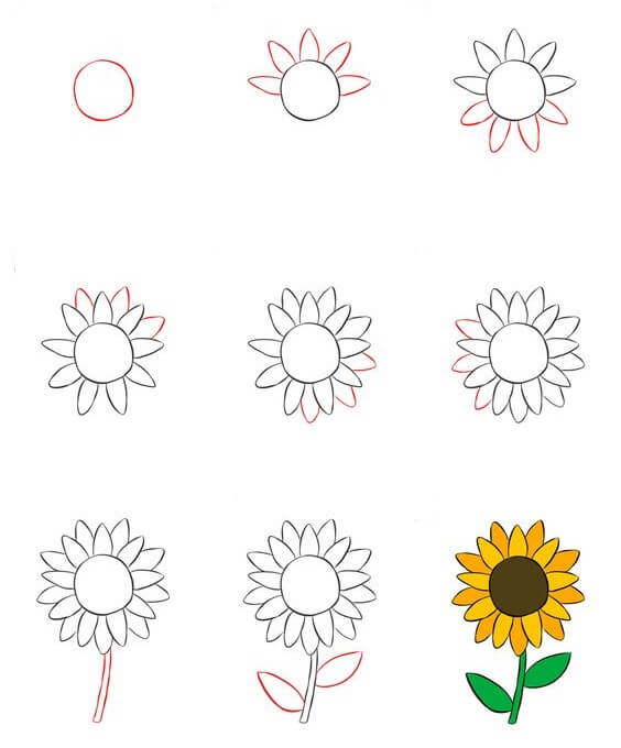 Dibujos de Un girasol sencillo