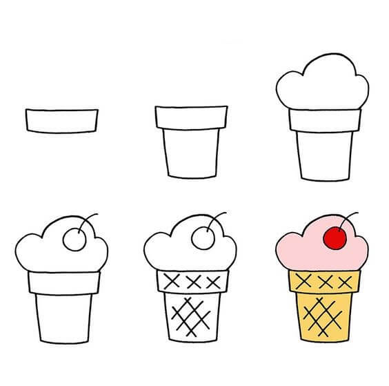 Dibujos de Un helado de cereza