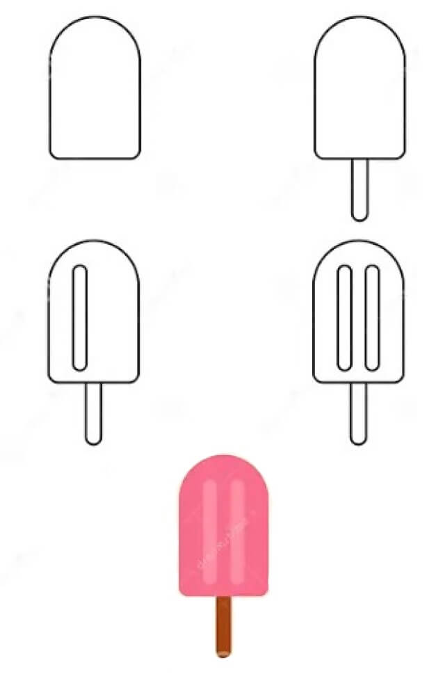 Dibujos de Un helado de fresa