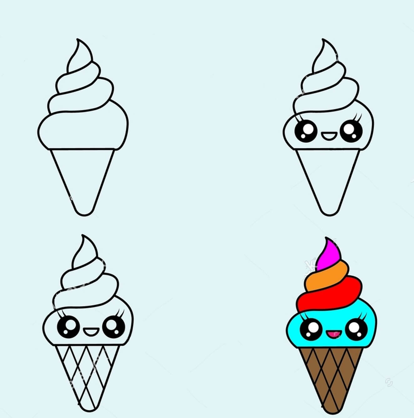 Dibujos de Un helado kawaii - Idea 20