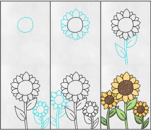 Dibujos de Un manojo de girasoles