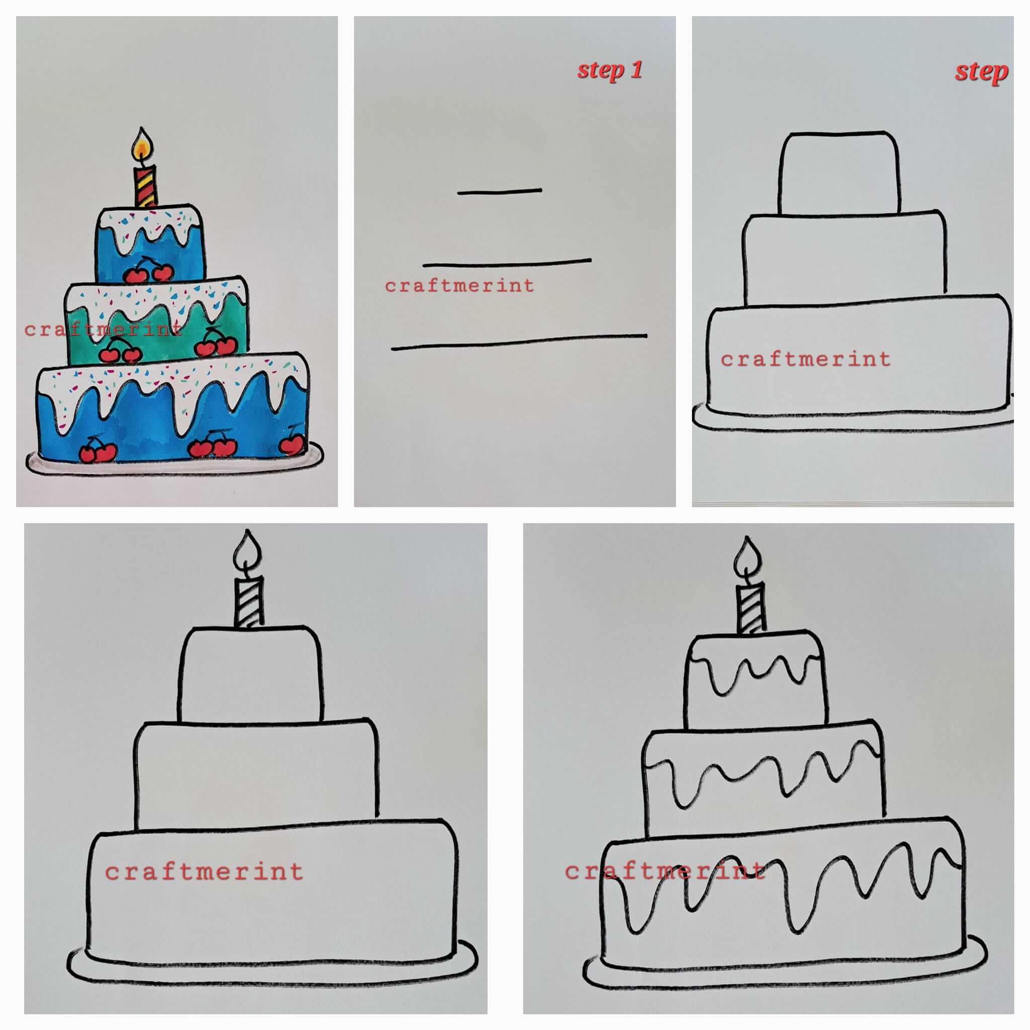 Dibujos de Un pastel de cumpleaños – Idea 56