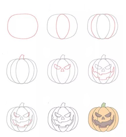 Dibujos de Una calabaza divertida