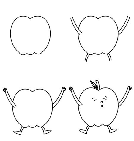 Dibujos de Una Manzana Divertida