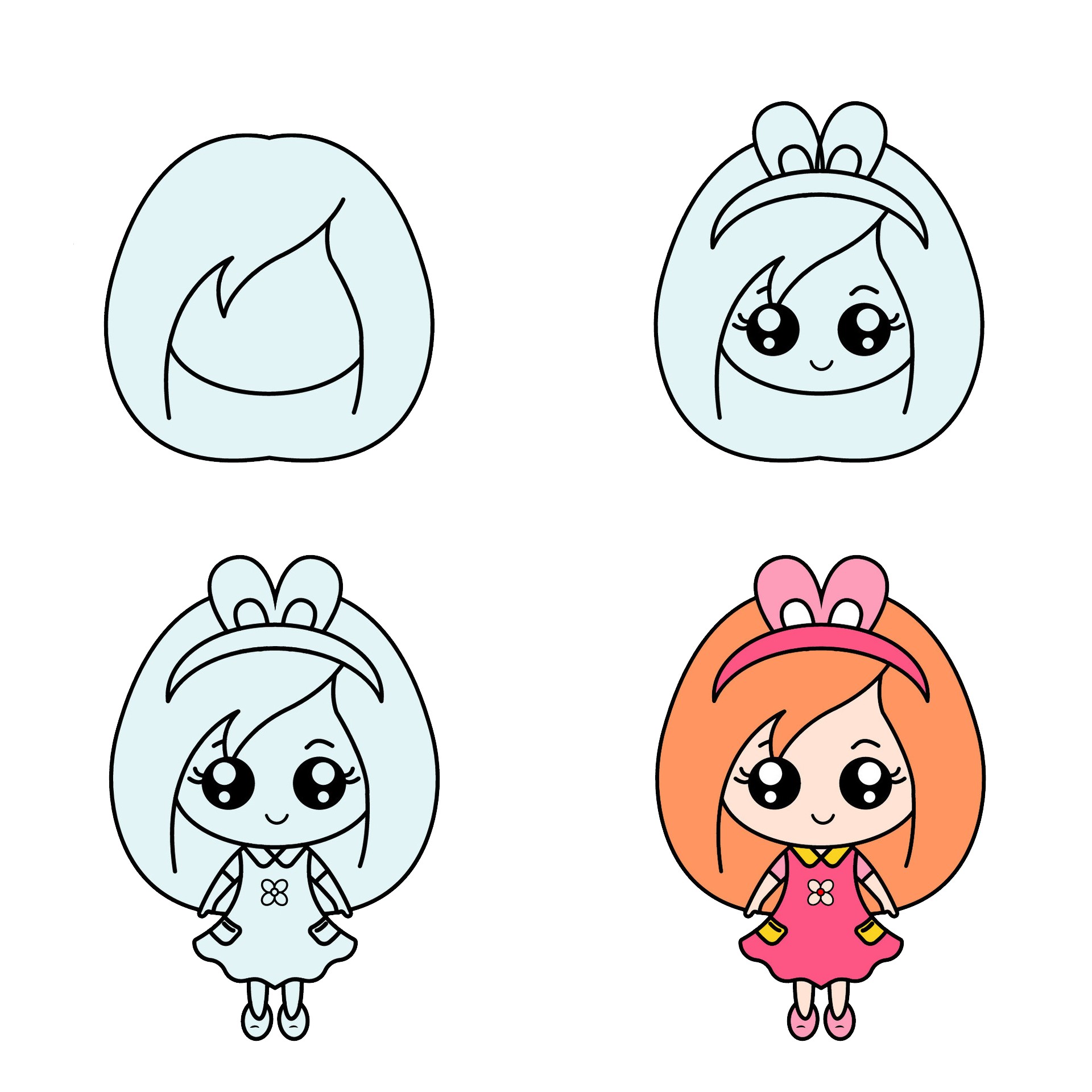 Dibujos de Una niña kawaii