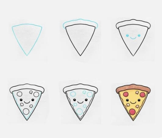 Dibujos de Una pizza kawaii