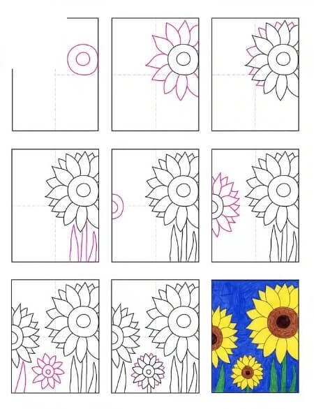 Dibujos de Girasoles sencillos