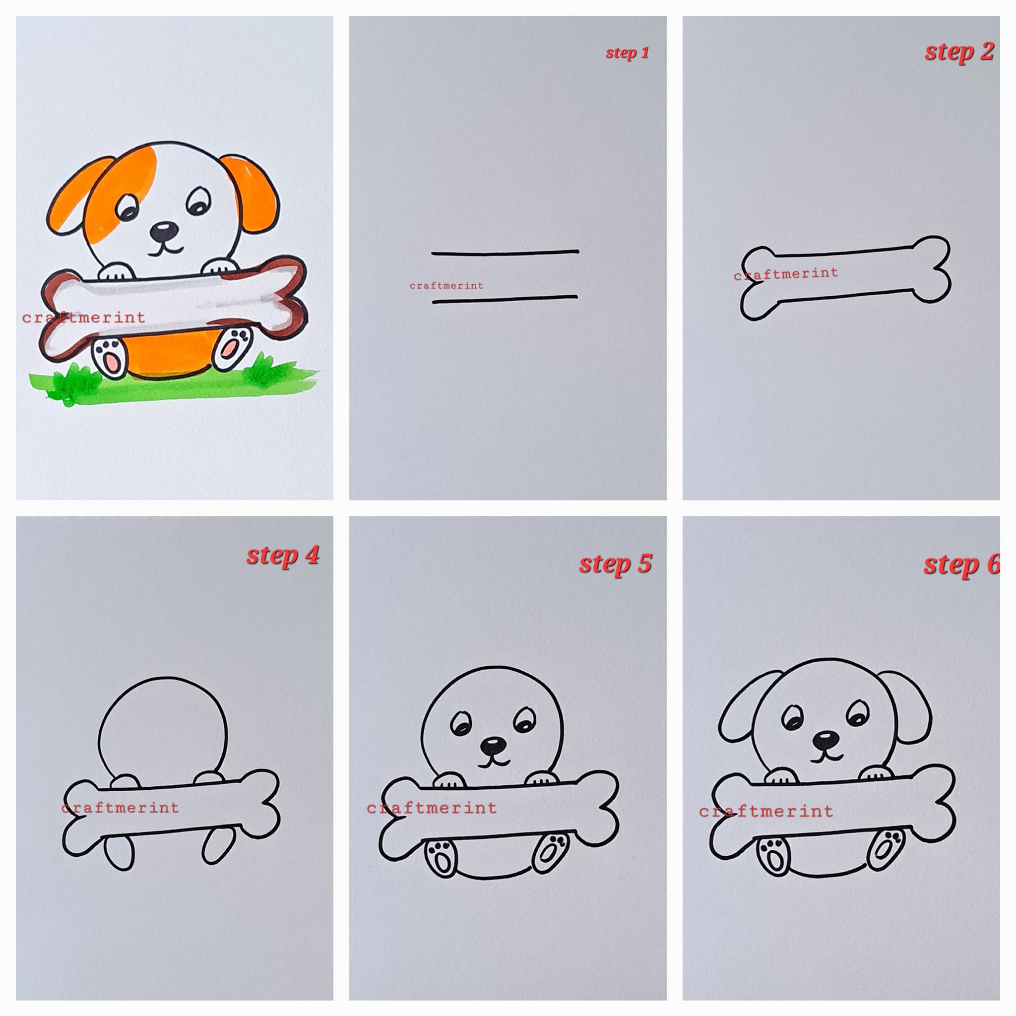 Dibujos de Un perro con un hueso grande