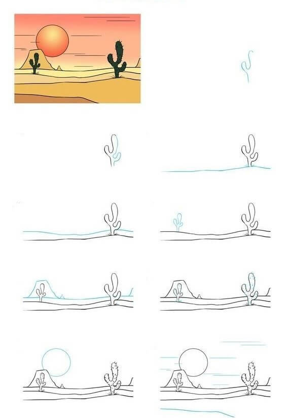 Dibujos de Paisaje del desierto