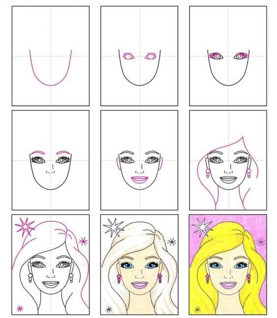 Dibujos de Retrato de Barbie