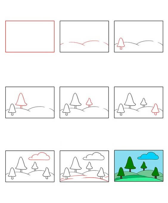 Dibujos de Un bosque fácil