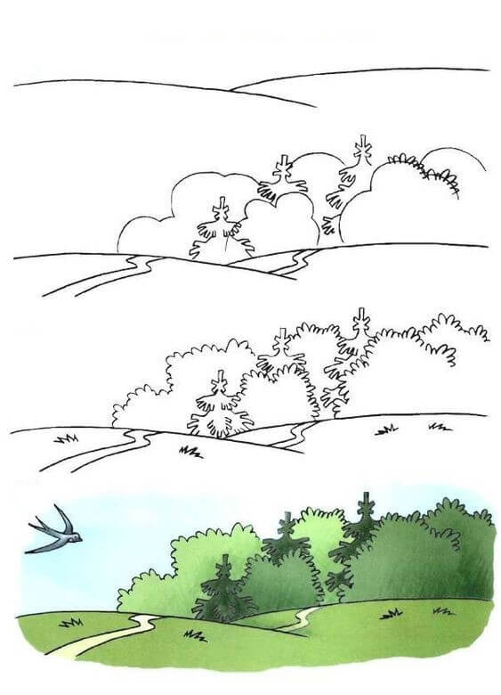 Dibujos de Un bosque – Idea 3