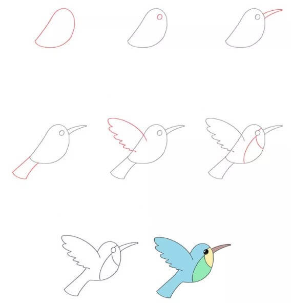 Dibujos de Un colibrí azul