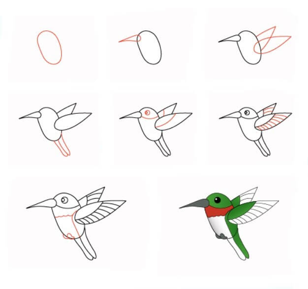 Dibujos de Un colibrí verde