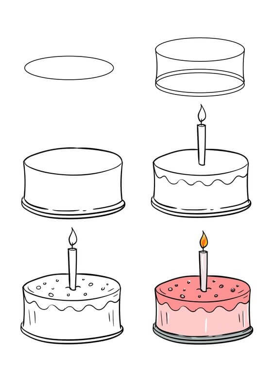 Dibujos de Un pastel de cumpleaños - Idea 20