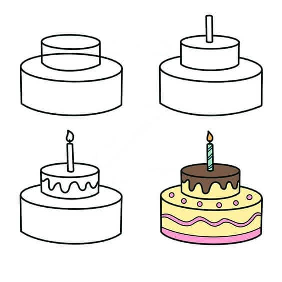 Dibujos de Un pastel de cumpleaños fácil - Idea 24