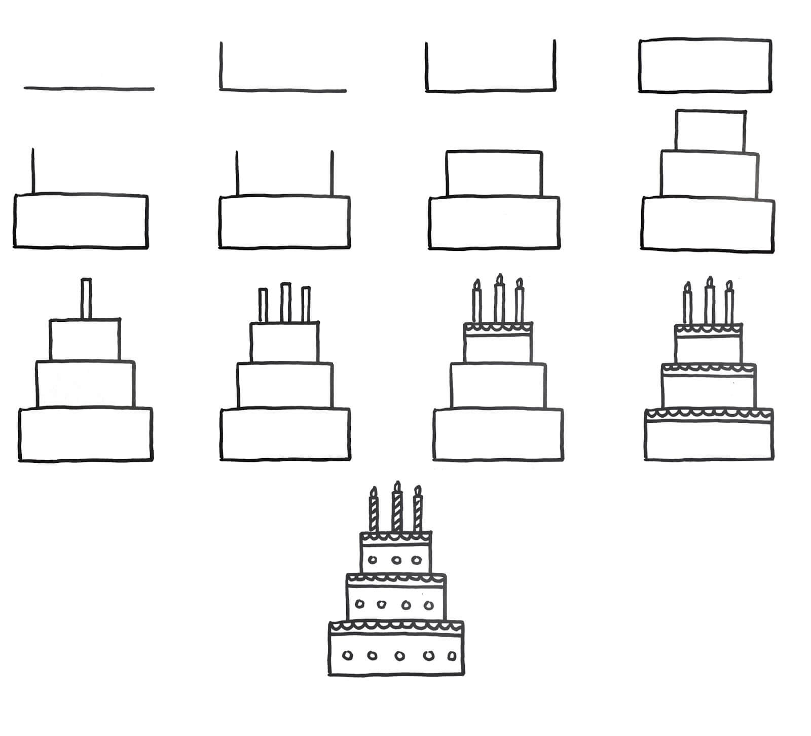 Dibujos de Un pastel de cumpleaños - Idea 37