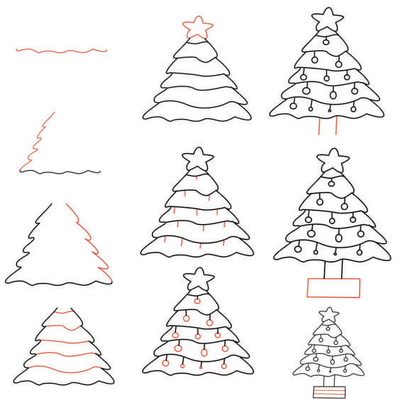 Dibujos de Arbol de navidad con luces