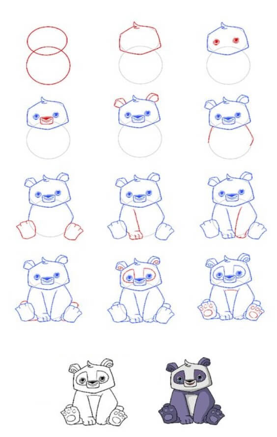 Dibujos de Bosquejo de Panda