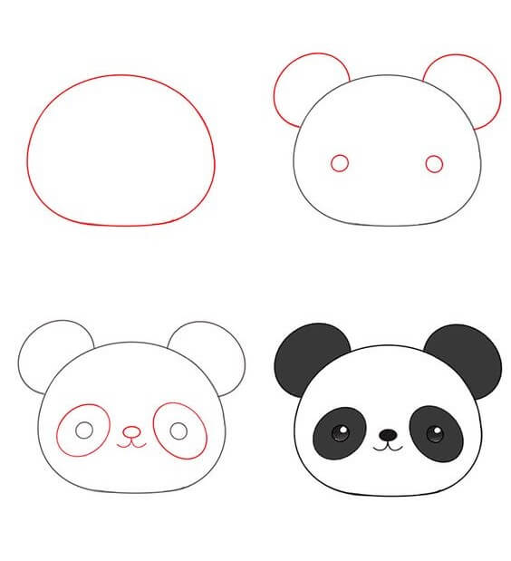 Dibujos de Cabeza de Panda Fácil