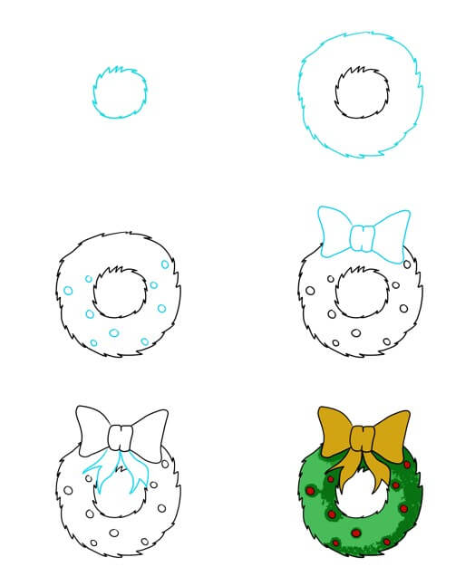 Dibujos de Corona Navideña Sencilla