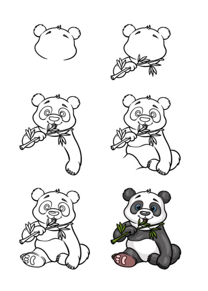 Dibujos de El panda está comiendo árbol