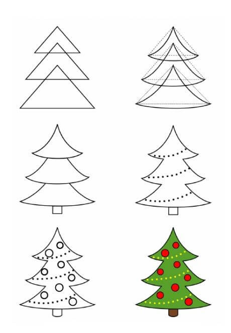 Dibujos de Un árbol de Navidad fácil