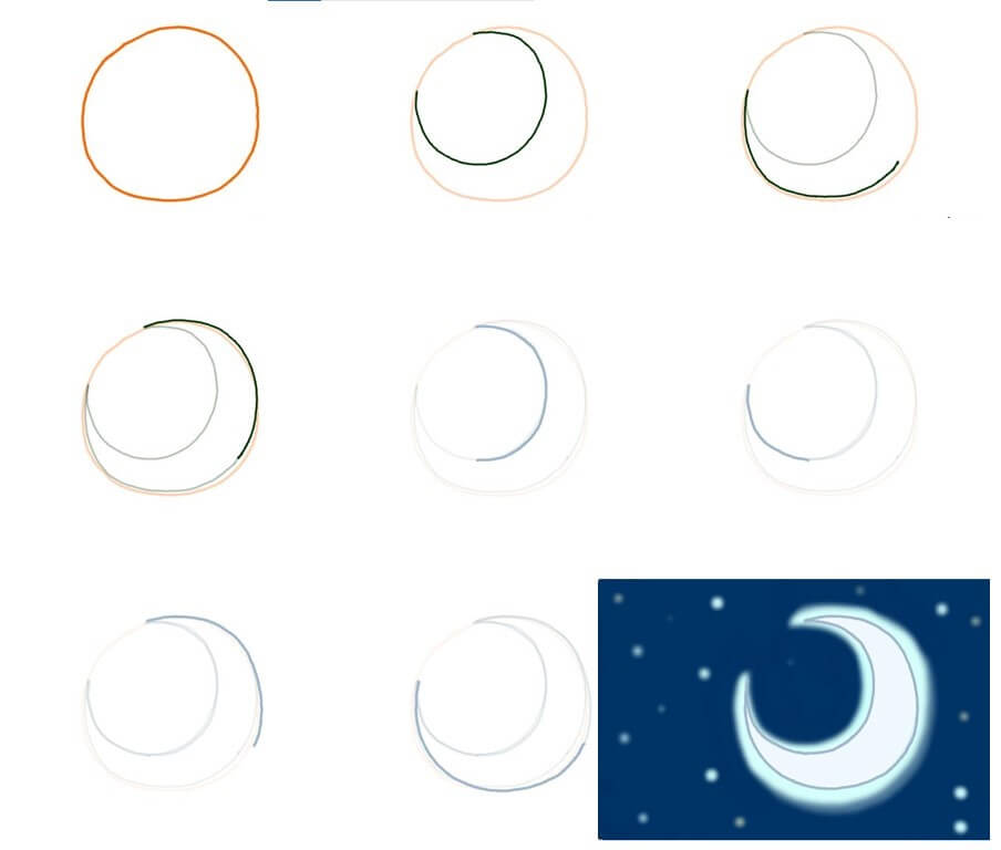 Dibujos de Luna en el cielo nocturno